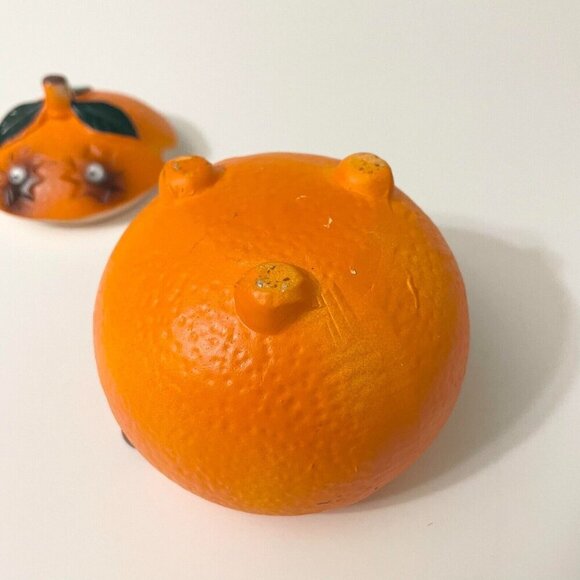 Vintage Orange Anthropomorphic Smiling Fruit Ceramic Sugar Bowl Googly Eyes - Picture 14 of 16